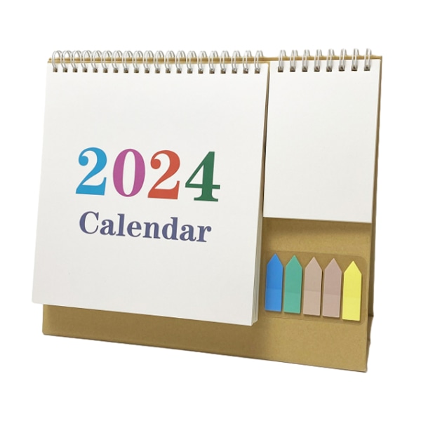 Bordskalender 2023-2024 - 18 Månaders Liten Skrivbordskalender Löper från Juli 2023 till December 2024, Stående Blädderkalender med Anteckningsblock Style 2