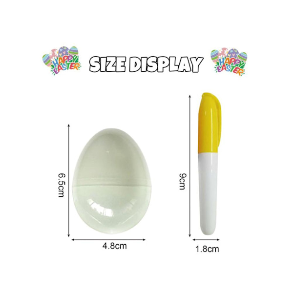 Påske Luminous Plast Egg Blanke Påske Egg med Fargepenner for Kunstig Egg DIY Maling og Dekorering