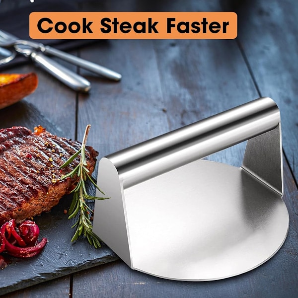 Effektiv Burgerpress, Rostfritt Stål Med Non-Stick Yta, Platt Botten För Jämn Värmefördelning, Idealisk För Smörgåsar Och Bacon, Enkel