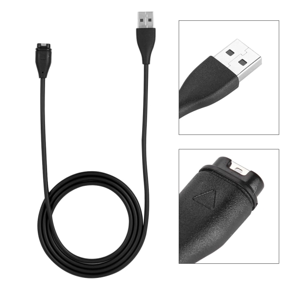 Sort 1m/3,3ft datakabel udskiftning USB opladerkabel til Garmin fenix5 5S 5X，forerunner935