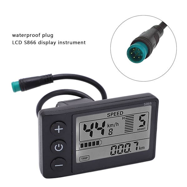 Elektrisk cykel S866 LCD-displaymåler 24V 36V 48V kontrolpanel med vandtæt stik