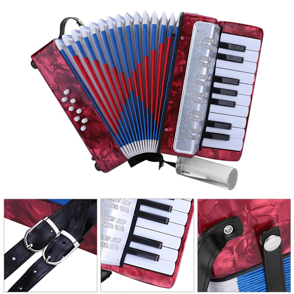 17 Key 8 Bass Piano Accordion Musical Instrument for Beginners Students (Red)