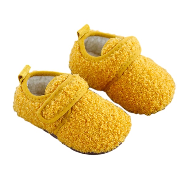 1 par Unisex Barn Toddler Tofflor Strumpor, Konstgjorda Ulltofflor med Halkfri Gummisula (Inre längd 12.5cm) yellow 12.5cm
