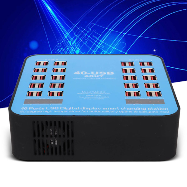 Moniporttinen USB-latausasema WLX‑840 Puhelinlataushubi 40 porttia 200W matkapuhelimelle Tabletille 100‑240VEU-pistoke