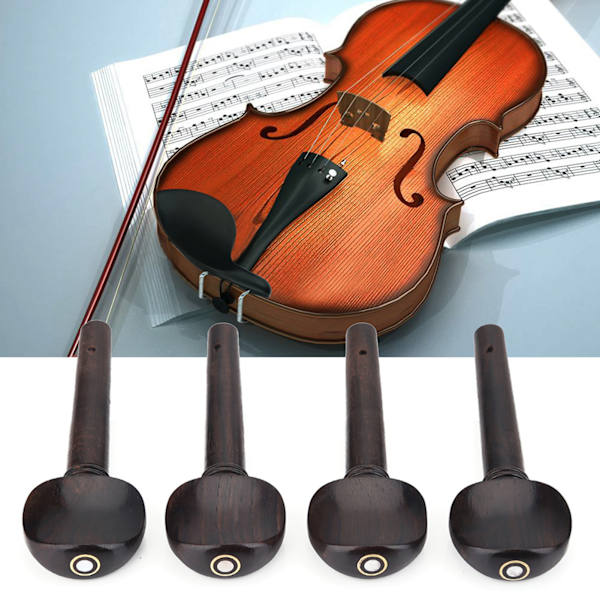 1Set Ebenholts Violindelar 4/4 Beslag Hakstöd Pinnar Stränghållare Slutpinne