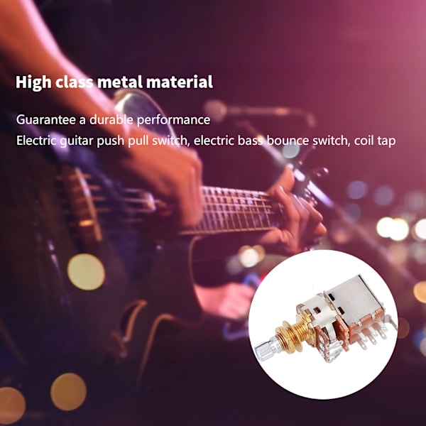 Gitar Kontroll Pot Tone Potensiometer Elektrisk Gitar Bass Push Pull 18mm Aksel Lengde a500kGold
