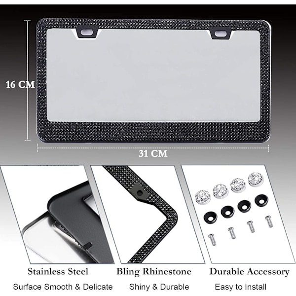 2-pack Bling Bling Bilskyltar för kvinnor, glittrande