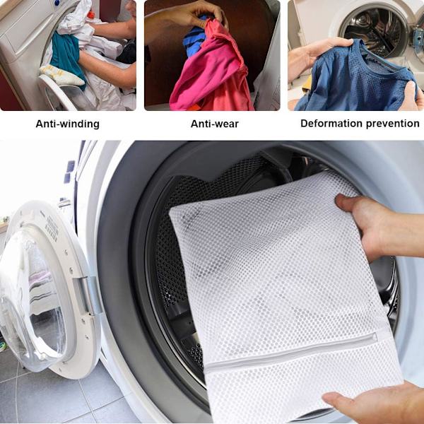 Extra stor tvättväska i mesh, 2-pack dragkedja polyester delikat tvättväska, tvättmaskin och torktumlare säker tvättväska för kappa, tröja, säng
