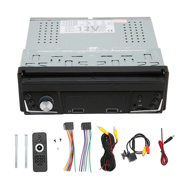 7 tums Bluetooth-bilvideospelare RDS FM AM-bilradiospelare HD infällbar pekskärm med 12 LED-backupkamera manuell typ