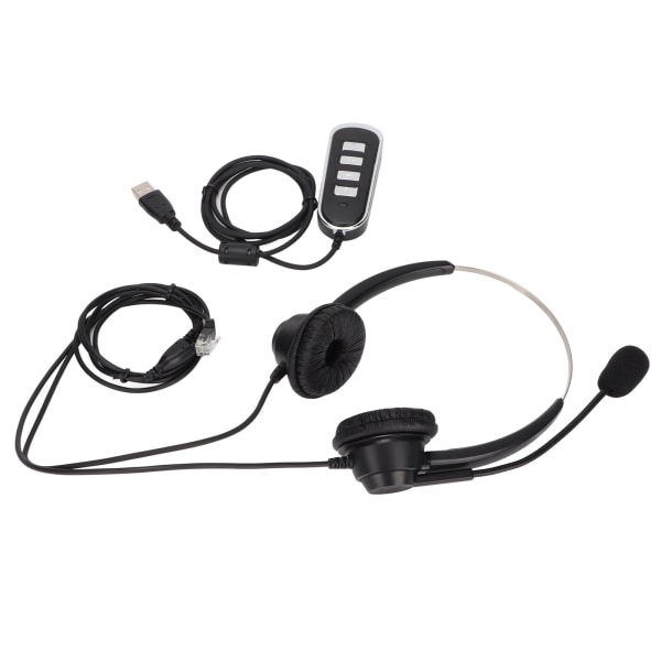 Telefon Headset Støjreduktion Binaural RJ9 Stik Ledningsført Business Hovedtelefon med Mikrofon USB Lydkort til Call Center