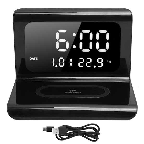 Multifunktionelt ur, elektronisk kalender, telefon, trådløs automatisk matchende oplader