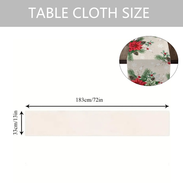Klassisk juldesign bordslöpare, 33 cm x 183 cm, slitstark för daglig användning &amp; maskintvättbart blandmaterial för dekoration vid olika tillfällen, halkfri