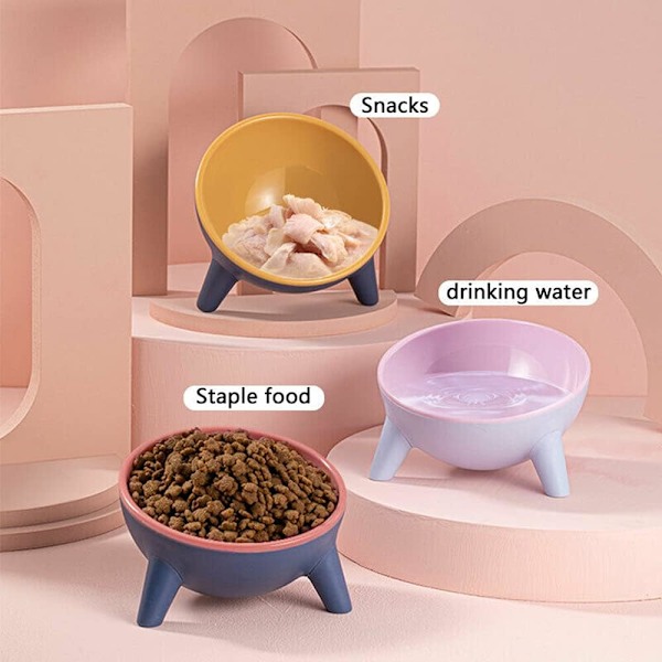 Robust Keramisk Kattskål Med Miljövänlig Materialbas, Nackskydd För Enkel Ätning Och Spillfri Design