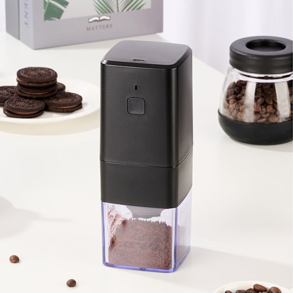 Svart ABS Elektrisk Kaffekvarn, Multifunktionell Design för Kaffebönor, Kryddor, Örter med Justerbar Precisionsmalning