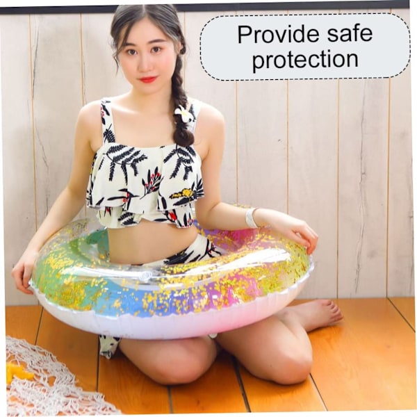 Uppblåsbar Pool Float Transparent Med Regnbågsfärgade Paljetter, Konfetti Premium Badring För Oförglömliga Poolpartyn Och Strandsemestrar, Stödjer Vuxna