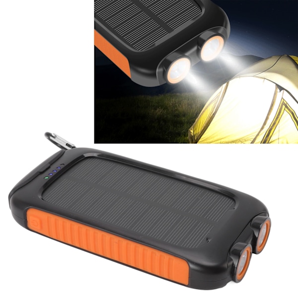USB C Snabbladdning, Portabel Solcellsladdare 20000mAh, Högkapacitets Externt Batteri med IP65 Vattentät Laddare, Dubbel LED-Ficklampa för Utomhusbruk