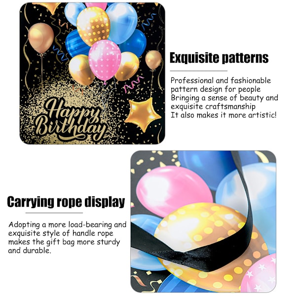 4 stk. Happy Birthday gavepose varmluftballon papirpose studerende med gavepose