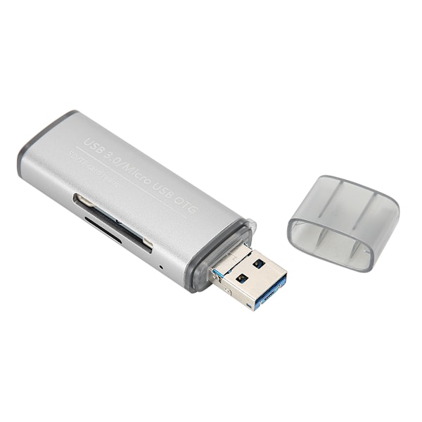 Kroktyp Kortläsare Bärbar USB 3.0 till Minneskort Titanium Grå för Android Telefon OTG