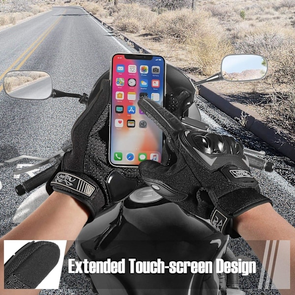 Motorcykelhandskar, Andningsbart Material Pekskärmshandskar med Hel Fingerdesign för Oöverträffat Grepp och Kontroll