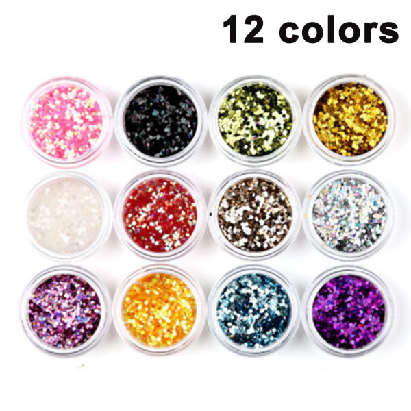 12 kpl Glitter-jauhetta Glitter-pölypönttö