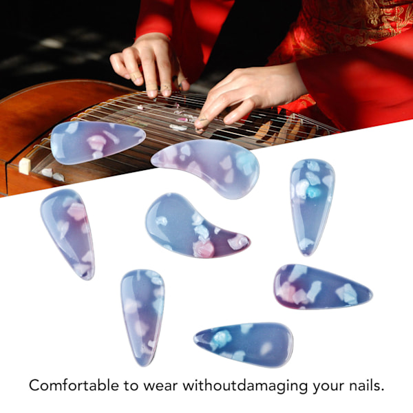 8 st Guzheng fingerpicks i silikonpolymer - delikat, smidig yta, elastisk, professionell Guzheng nagelskydd i jadestensfärg