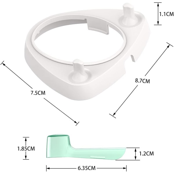 Elektrisk tandborsthållare med 1 laddningsstativplats och 2 tandborsthuvudhållare + 4 st tandborsthuvudskydd för Oral B