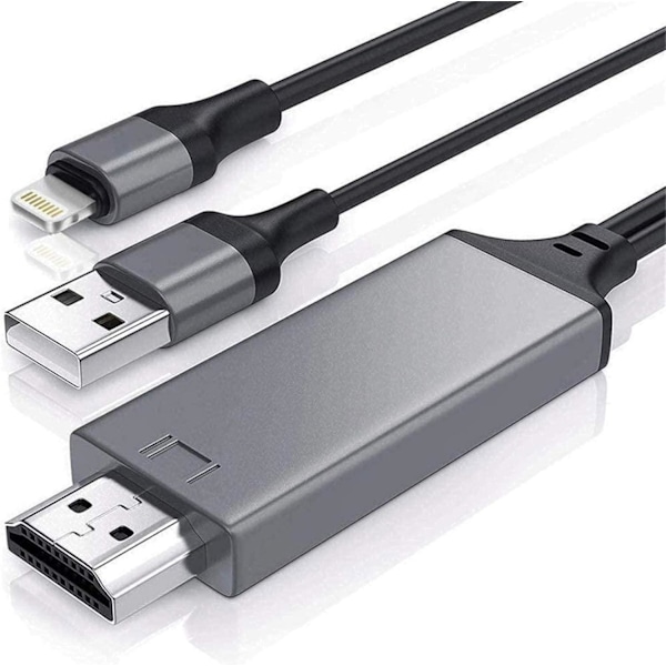 Apple MFi-certifierad Lightning till HDMI-adapter, Digital AV-adapter med hög upplösning för sömlös streamingupplevelse och bred enhetskompatibilitet