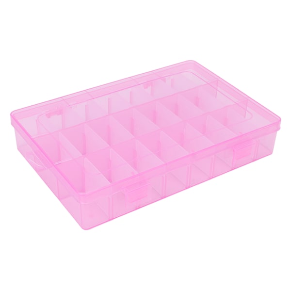 24 Gitter Neglekunst Opbevaringsboks Plast Rhinestones Perle Dekoration Organizer Etui Beholder Pink