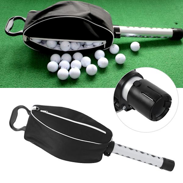 Teleskopisk aluminiumrör golfboll shag bag retriever plocka upp 80 bollar hållare samlare för utomhus sporttillbehör