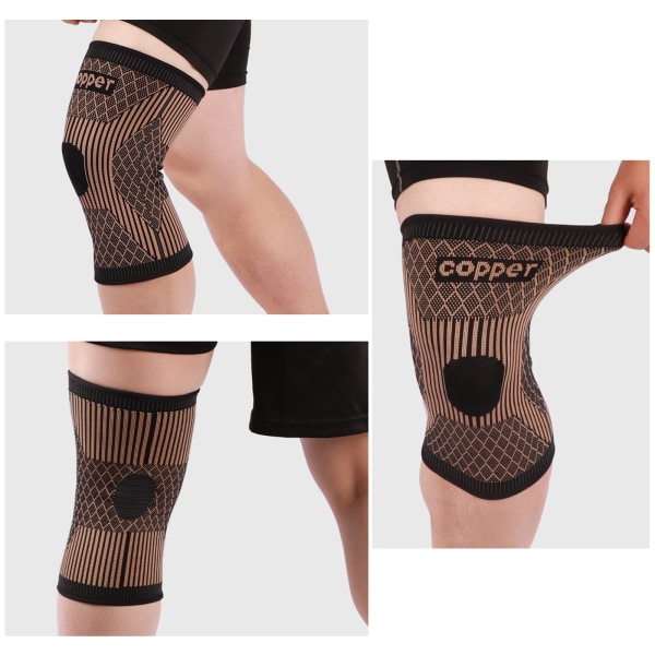 Nylon Strikkede Knæpuder Cykling Basketball Badminton Kobberfiber Åndbar Skridsikker Sports Knæpuder L