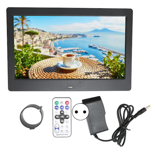Digital fotoram HD 10,1 tum 1024x600 LCD-skärm Smart elektronisk fotoram med fjärrkontroll 110‑240V