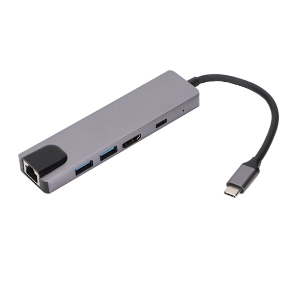 Hub 5 i 1 USB C Multiport Snabb Enkel Laddning 4K Högupplöst Multimediagränssnitt Gränssnitt Hub Kortläsare