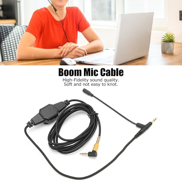 Boom Mic-kabel 3,5 mm hodetelefon lydkabel med mikrofon og volumkontroll for VMODA MSR7 H6