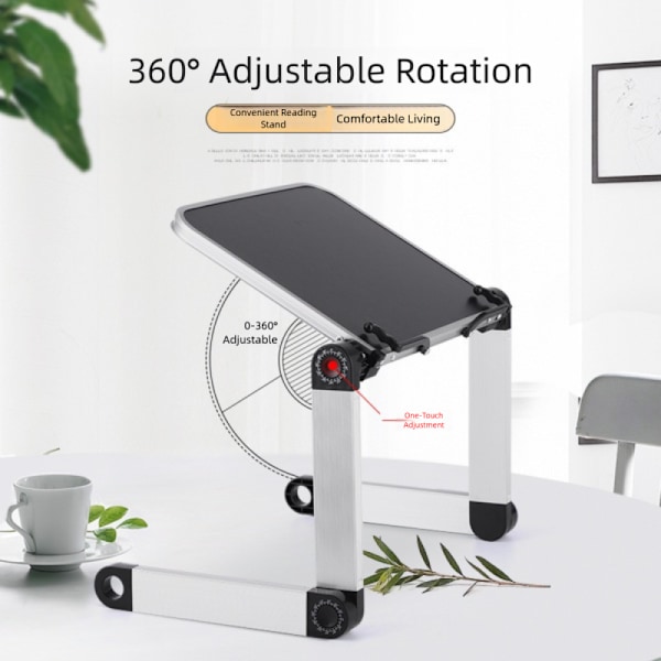 Table Tech Buddy: Ergonomiskt, portabelt laptopbord, justerbar höjd med inbyggda klämmor, hopfällbart stativ för platsbesparande bekvämlighet