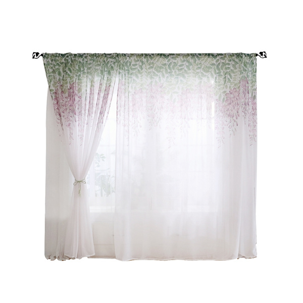 Polyester vindusgardin Valances Voile soverom stue dekor (lilla)