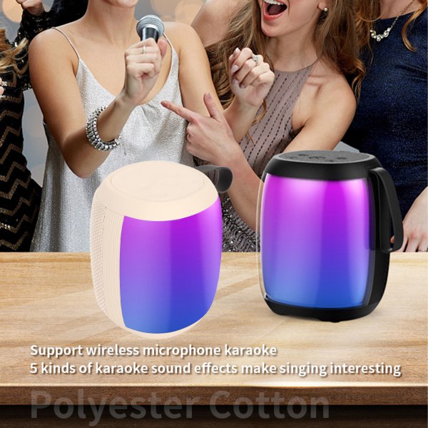 Mikrofon Bluetooth-høyttaler RGB-lys Mini Karaoke-maskin med enkelt mikrofon for husholdningsfest