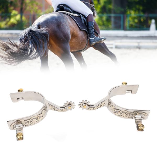 2 stk. hestesporer i rustfrit stål, Western Cowboys Spurs med roterende gear til hesteentusiaster