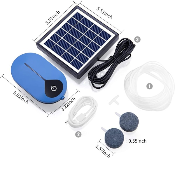 Aquatic Serenity, Andoer Solarluftpump Kit för Liten Damm, Flexibel Slanglängd Säkerställer Optimal Placering, Enkel Installation Solcellsdriven Syresättare