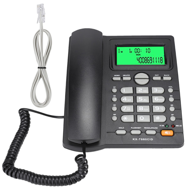 KX T880C Caller ID Display Fasttelefon uten batteri, Mute-funksjon for hjemmekontor (svart)