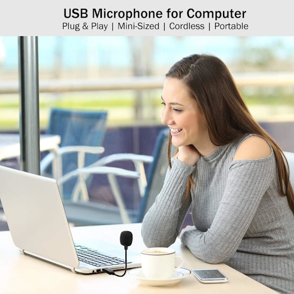 Kompakt Kristallklar Röst Mini USB-Mikrofon för Bärbara och Stationära Datorer, Högupplöst Ljudmikrofon med Inbyggt USB-Ljudkort för