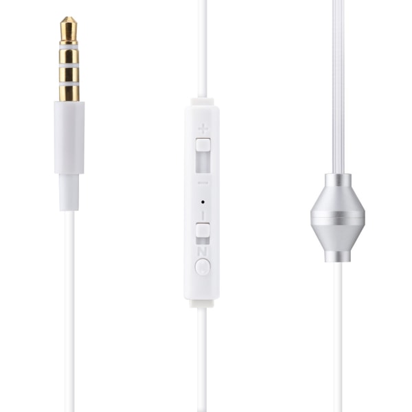 In-ear-headset med luftrörssäkerhetssnäcka med mikrofon för IOS för Android Vit