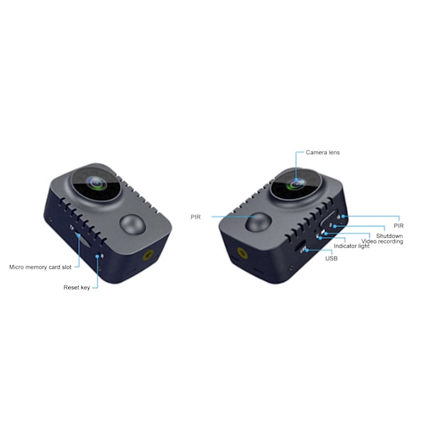 MD29 Mini-kamera 1080P HD kädessä pidettävä kamera Laajakulmainen infrapunainen PIR-kamera Ensimmäisen persoonan perspektiivikuvaus