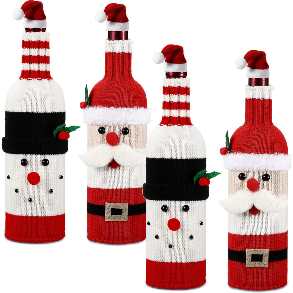 4 Sets Christmas Wine Bottle Cover Xmas Sweater Wine Bottle Ba