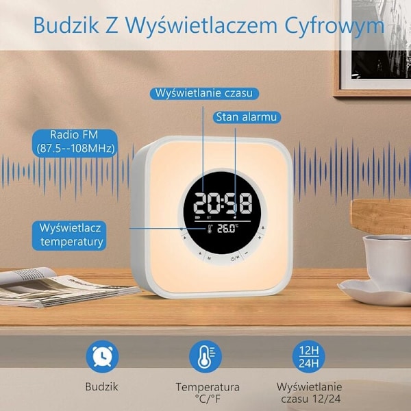 Multifunktionell Bluetooth-högtalare, färgskiftande lampa med beröringskontroll, bärbar trådlös högtalare, väckarklocka med MP3-spelare för inom- och utomhusbruk
