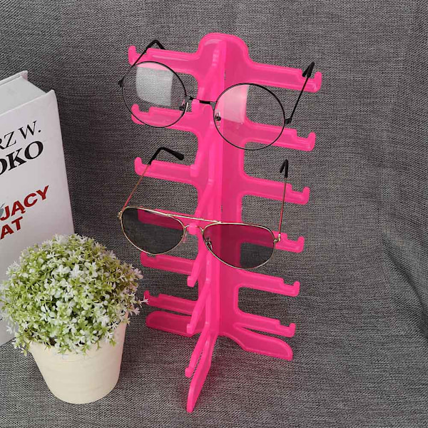 6Pairs Glasses Frame Stand Eyeglasses Sunglasses Display Holder Rack Shelf (Rose Red)