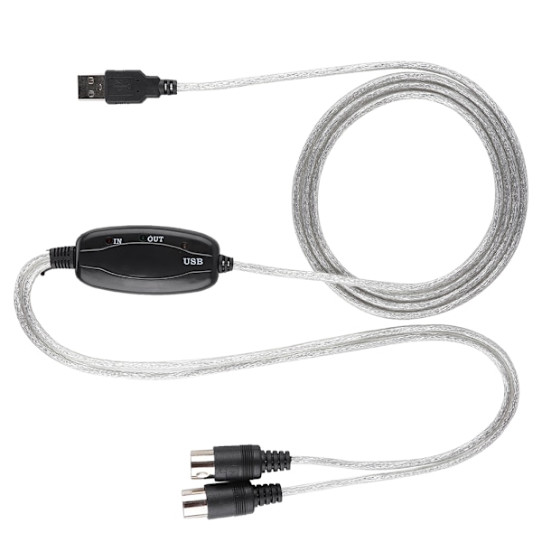 MIDI til USB-kabelkonverter MIDI-grensesnittadapterkabel Tastatur Musikkredigeringslinje