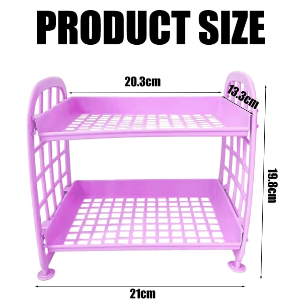 2-lags skrivebordsstativ med sidebeskyttelsesdesign, sammenleggbar dobbeltlags stabelbar kosmetikk og kontorrekvisita oppbevaringsholder