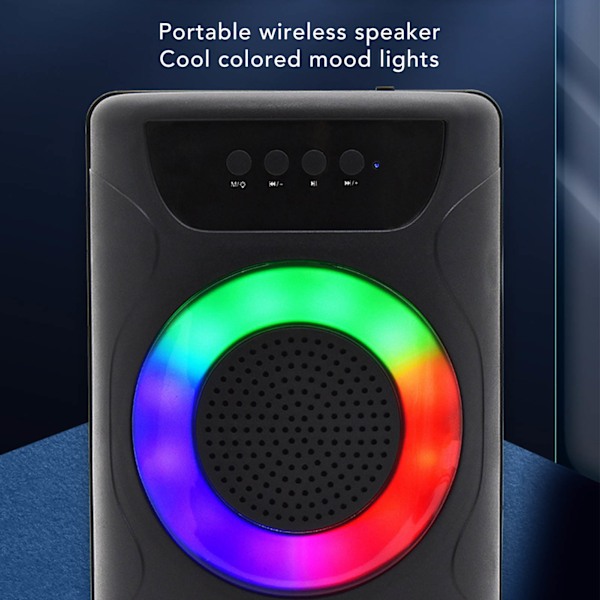 Bluetooth-högtalare för utomhusbruk, 5 ljuslägen, tung bas, hög volym, trådlös partyhögtalare med LED-ljus