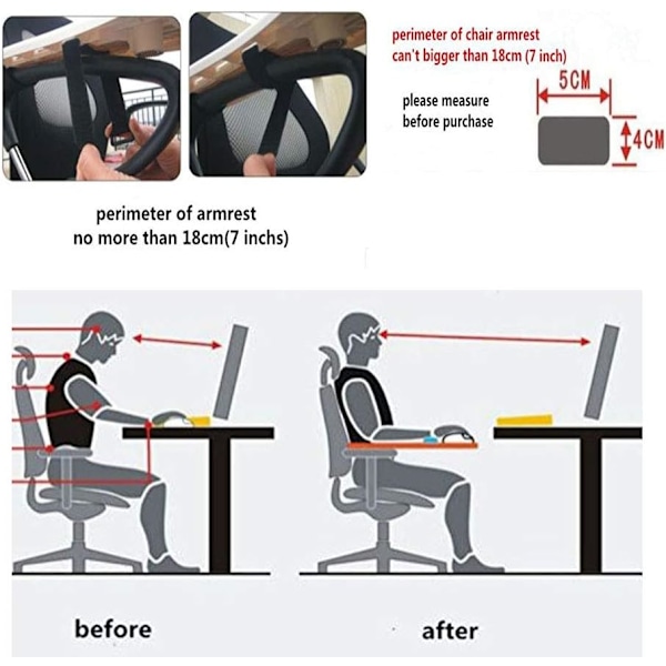 Ergonomiskt Armstöd för Skrivbord och Stol, Justerbart Armstöd med Cirkulär Skärm för att Förhindra Fall, Handledsstöd, Tryckavlastning