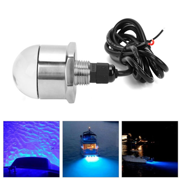 12V sininen 9LED-tyhjennyspropun valo 1200lm 1/2 tuuman NPT-kierre vedenalainen lamppu merialukselle jahdille